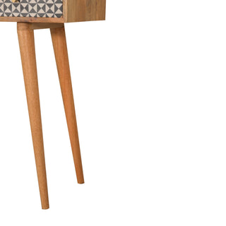 Zara Console Table with Drawers Geometric Bone Inlay Nordic Legs Oak Mango Wood
