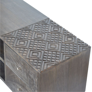 Kael Media Unit Ash Black Finish Four Drawers Brass Knobs Nordic Legs