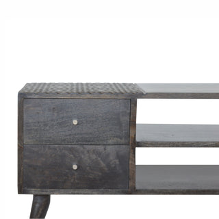 Kael Media Unit Ash Black Finish Four Drawers Brass Knobs Nordic Legs