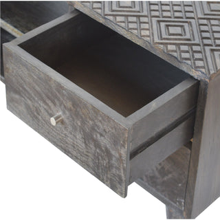 Kael Media Unit Ash Black Finish Four Drawers Brass Knobs Nordic Legs