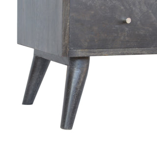Kael Media Unit Ash Black Finish Four Drawers Brass Knobs Nordic Legs