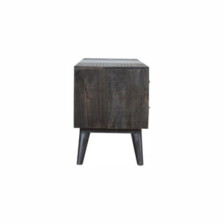 Kael Media Unit Ash Black Finish Four Drawers Brass Knobs Nordic Legs