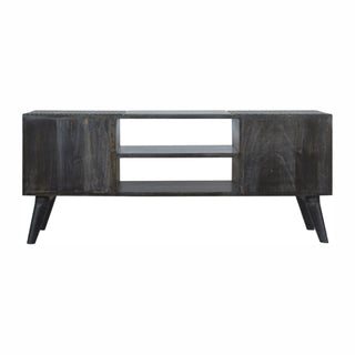 Kael Media Unit Ash Black Finish Four Drawers Brass Knobs Nordic Legs