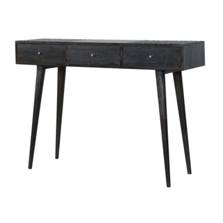 Obsidian Black Console Table with Drawers Ash Black Geometric Top Mango