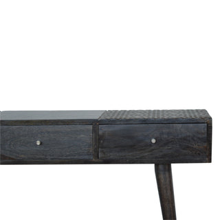 Obsidian Black Console Table with Drawers Ash Black Geometric Top Mango