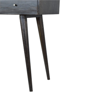 Obsidian Black Console Table with Drawers Ash Black Geometric Top Mango