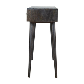Obsidian Black Console Table with Drawers Ash Black Geometric Top Mango