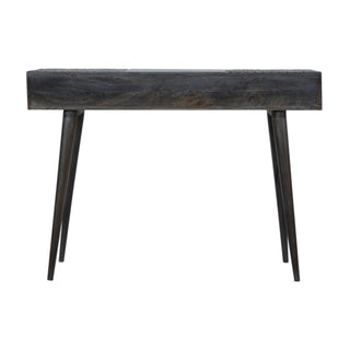 Obsidian Black Console Table with Drawers Ash Black Geometric Top Mango