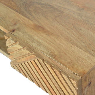Fenix Writing Desk Mango Wood Dual Herringbone-Carved Drawers With Open Slot
