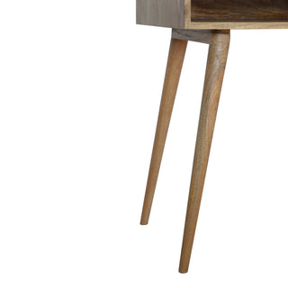 Fenix Writing Desk Mango Wood Dual Herringbone-Carved Drawers With Open Slot