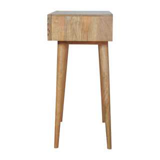Fenix Writing Desk Mango Wood Dual Herringbone-Carved Drawers With Open Slot