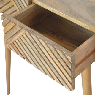 Rovi Console Table with Drawers Carved Chevron Mango Wood Oak