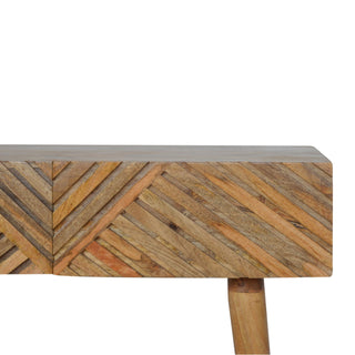Rovi Console Table with Drawers Carved Chevron Mango Wood Oak