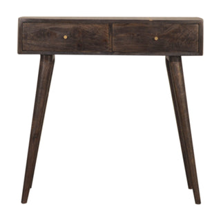 Onyx Console Table with Drawers Dark Chestnut Brass Inlay Mango Wood