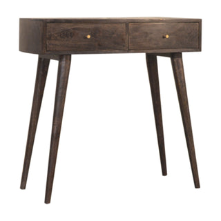 Onyx Console Table with Drawers Dark Chestnut Brass Inlay Mango Wood
