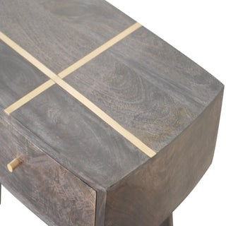 Onyx Console Table with Drawers Dark Chestnut Brass Inlay Mango Wood