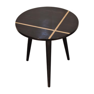 Axel Small Console Table Gold Inlay Top Tripod Legs Walnut Mango Wood