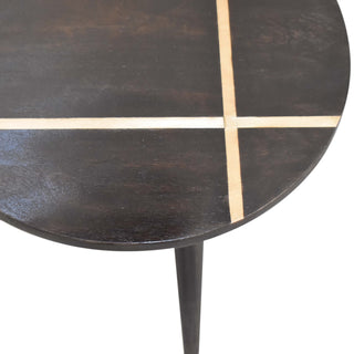 Axel Small Console Table Gold Inlay Top Tripod Legs Walnut Mango Wood