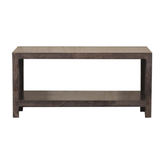Gilt Coffee Table Solid Mango Wood Gold Stripe Inlay Open Shelf Dark Charcoal