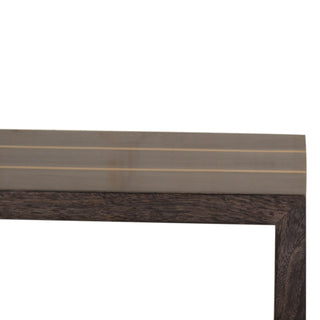 Gilt Coffee Table Solid Mango Wood Gold Stripe Inlay Open Shelf Dark Charcoal