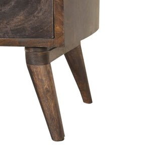 Noir Media Unit Ash Black Mango Wood Gold Cross-Line Inlay Drawers with Nordic Tapered Legs