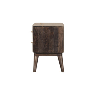 Noir Media Unit Ash Black Mango Wood Gold Cross-Line Inlay Drawers with Nordic Tapered Legs