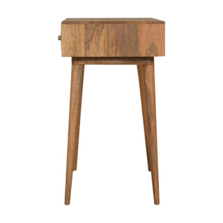 Auric Writing Desk Mango Wood Gold Dice Inlay Drawer With Brass Knob