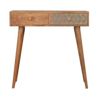 Tenzo Console Table with Drawers Gold Cement Pattern Mixed Oak Mango