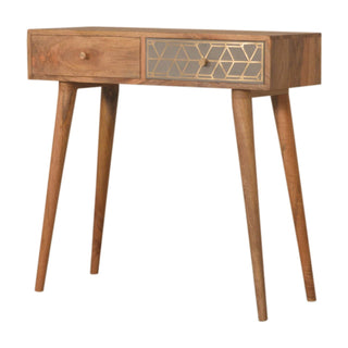 Tenzo Console Table with Drawers Gold Cement Pattern Mixed Oak Mango
