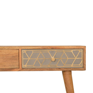 Tenzo Console Table with Drawers Gold Cement Pattern Mixed Oak Mango
