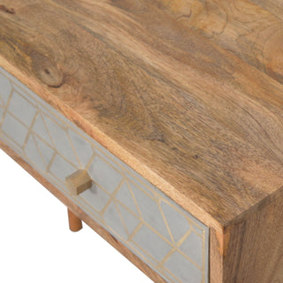 Tenzo Console Table with Drawers Gold Cement Pattern Mixed Oak Mango