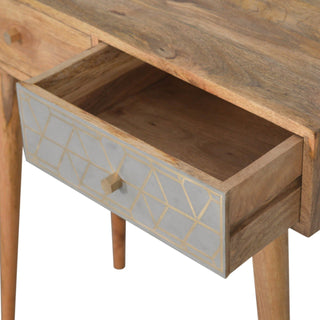 Tenzo Console Table with Drawers Gold Cement Pattern Mixed Oak Mango