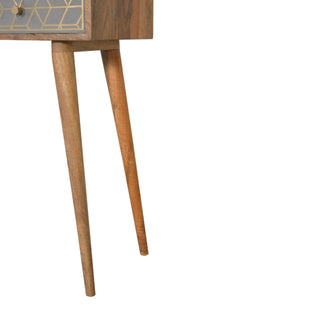 Tenzo Console Table with Drawers Gold Cement Pattern Mixed Oak Mango