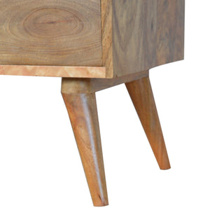 Celeste Media Unit Mango Wood Faux Marble Top with Gallery Back & Nordic Legs