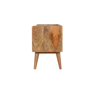 Celeste Media Unit Mango Wood Faux Marble Top with Gallery Back & Nordic Legs