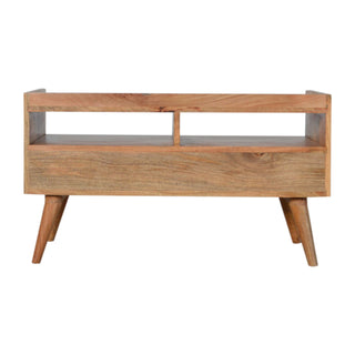 Celeste Media Unit Mango Wood Faux Marble Top with Gallery Back & Nordic Legs