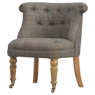 Hadley Accent Chair Multi Tweed Buttoned Tub Caster