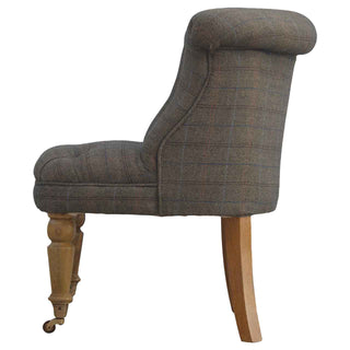 Hadley Accent Chair Multi Tweed Buttoned Tub Caster