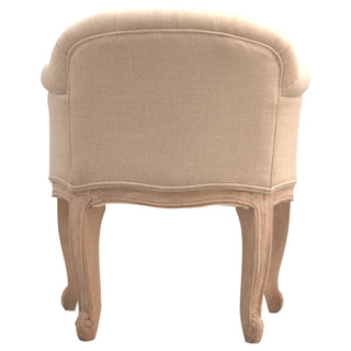 Blanché Armchair Mud Linen Buttoned French Tub Carved Cabriole