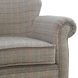 Ashby Armchair Multi Tweed Scroll Arm Turned Tapered Leg