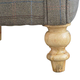 Ashby Armchair Multi Tweed Scroll Arm Turned Tapered Leg