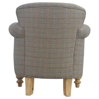 Ashby Armchair Multi Tweed Scroll Arm Turned Tapered Leg