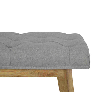 Finch Hallway Bench Grey Tweed Button Tufted Single Drawer Wood Knob Natural Oak Legs