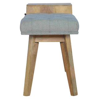 Finch Hallway Bench Grey Tweed Button Tufted Single Drawer Wood Knob Natural Oak Legs