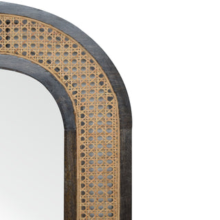 Larissa Rattan Mirror Woven Cane Frame Carbon Black Oval Capsule Natural Rattan