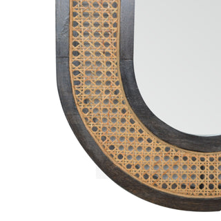 Larissa Rattan Mirror Woven Cane Frame Carbon Black Oval Capsule Natural Rattan