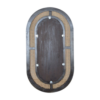Larissa Rattan Mirror Woven Cane Frame Carbon Black Oval Capsule Natural Rattan