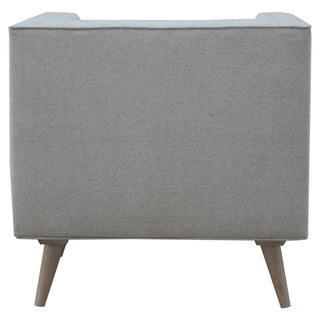 Harlow Armchair Grey Tweed Buttoned Nordic Piped Grey-Wash Leg