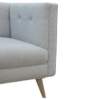 Harlow Armchair Grey Tweed Buttoned Nordic Piped Grey-Wash Leg