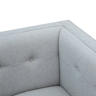 Harlow Armchair Grey Tweed Buttoned Nordic Piped Grey-Wash Leg